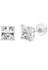 small captivating princess solitaire white gold baby earrings